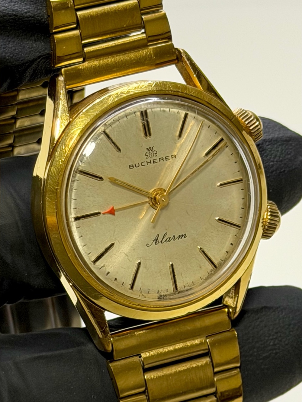 1960’s Bucherer 40.107 Wrist Alarm Mechanical Gold-Plated 33mm Men’s Watch